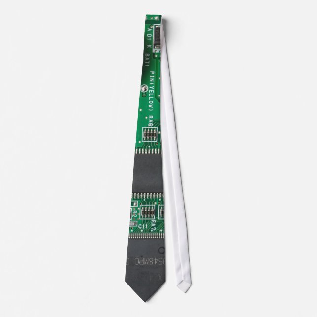 green electronic circuit board computer pattern tie (Front)