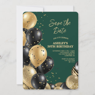 Green Elegant 50th Birthday Invitation