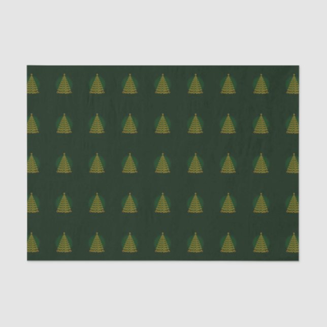 Green Elegant Christmas Tree Tissue Paper (Front)