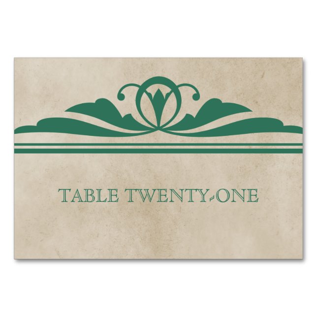 Green Elegant Deco Table Card (Front)