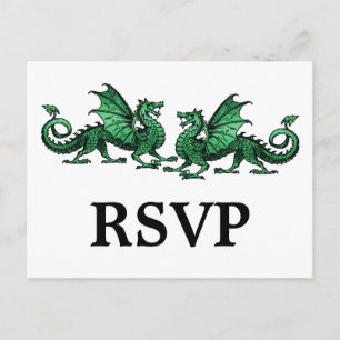 Green Elegant Dragons Response Postcard