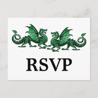 Green Elegant Dragons Response Postcard
