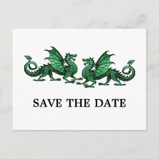 Green Elegant Dragons Save the Date Postcard