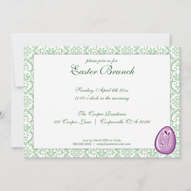 Green Elegant Easter Brunch Invitation (Front)