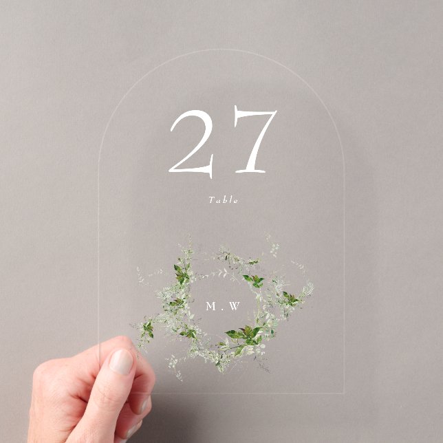 Green Elegant Eucalyptus Wreath Arch Table Number (Insitu (Handheld))