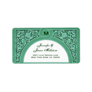 GREEN Elegant Floral Arch Wedding Address Label