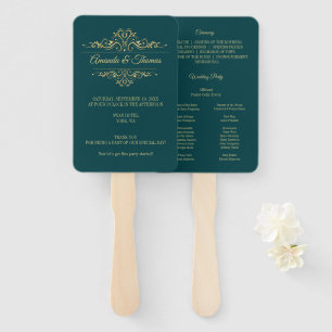 Green Elegant Frame Stylish Wedding Program Hand Fan