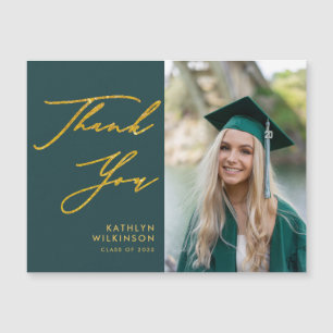 Green Elegant Gold Script Graduation Thank You