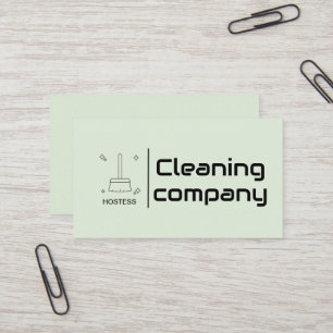 Green Elegant Minimalist Cleaning Company Simple Business Card