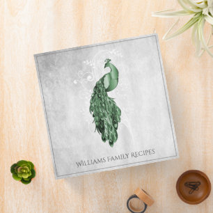 Green Elegant Peacock Recipe Binder