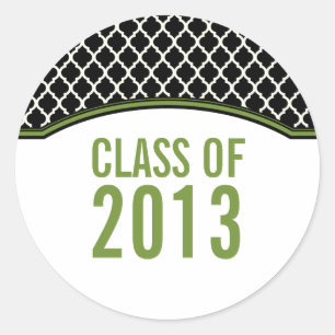 Green Elegant Quatrefoil Graduation Stickers