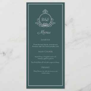 Green Elegant Silver Calligraphy Menu Mariage