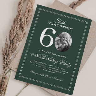 Green   Elegant Surprise 60th Birthday Party Invitation