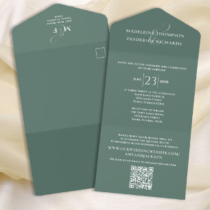Green Elegant Wedding QR Code Custom All In One Invitation