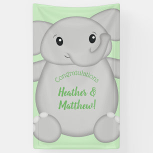 Green Elephant Baby Shower Banner