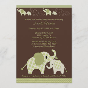 Green ELEPHANT Baby Shower Invitation CE-G Kiss