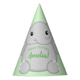 Green Elephant Birthday Party Hat