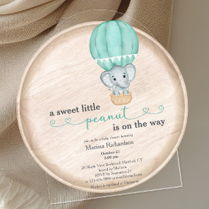 Green Elephant Gender Neutral Baby Shower Arch Acrylic Invitations