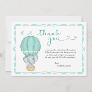 Green Elephant Gender Neutral Baby Shower Thank You Card