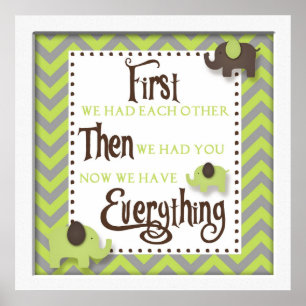 Green Elephant Nursery Word Wall Art