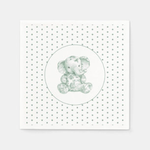 Green Elephant Polkadot Baby Shower Napkin