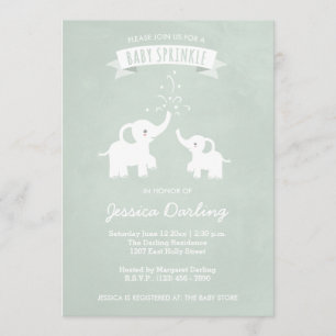 Green Elephants Modern Baby Sprinkle Invitations