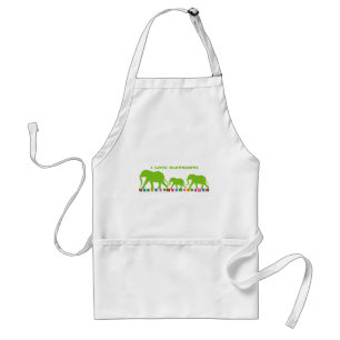 Green Elephants Walking Standard Apron