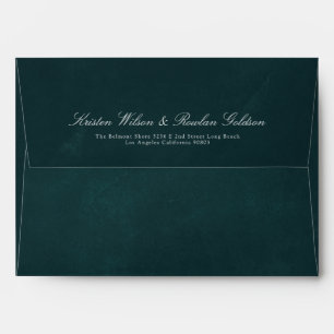 Green Emerald Floral Wreath Gold Wedding Invite Envelope