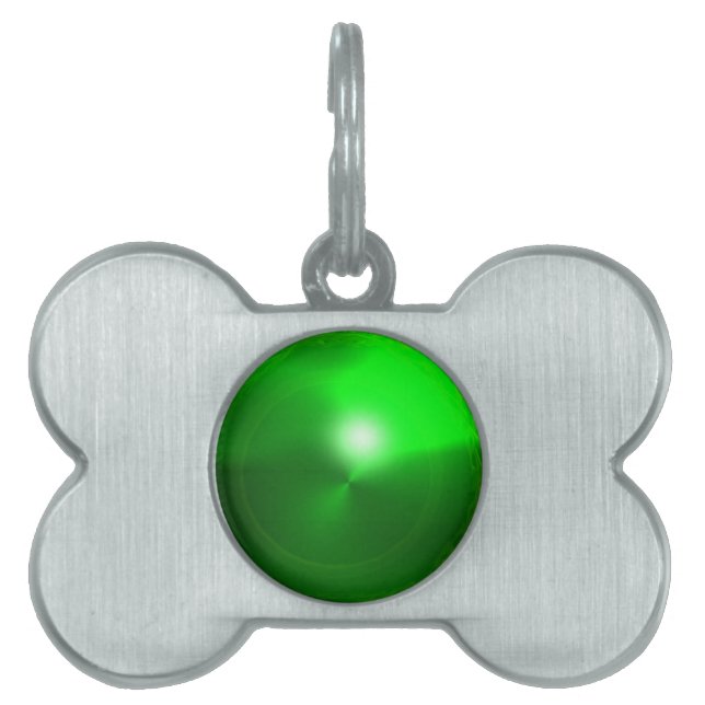 GREEN EMERALD GEM STONE PET TAG (Front)