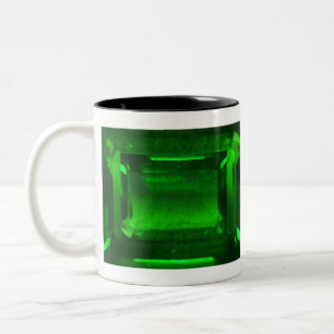 Green Emerald Gemstone Two-Tone Coffee Mug