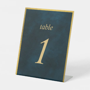 Green Emerald Gold Fairy Tale Table Number Elegant Pedestal Sign