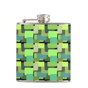 Green Emerald Lime Jade Modern Abstract Hip Flask