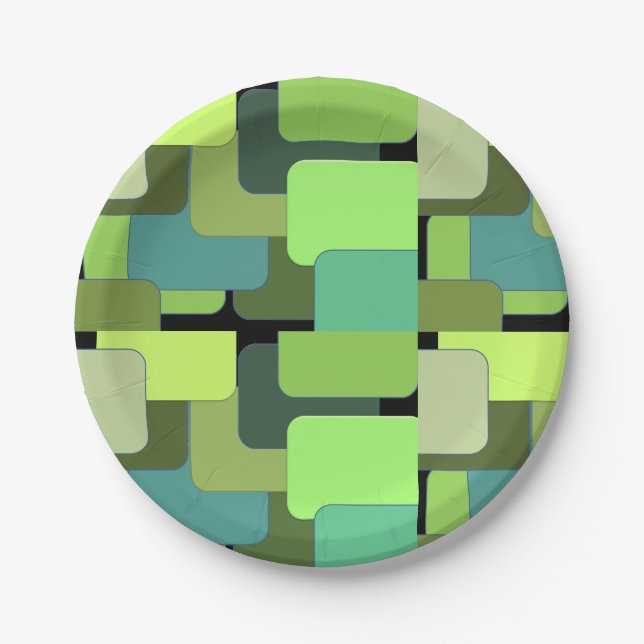 Green Emerald Lime Jade Modern Abstract Paper Plate (Front)
