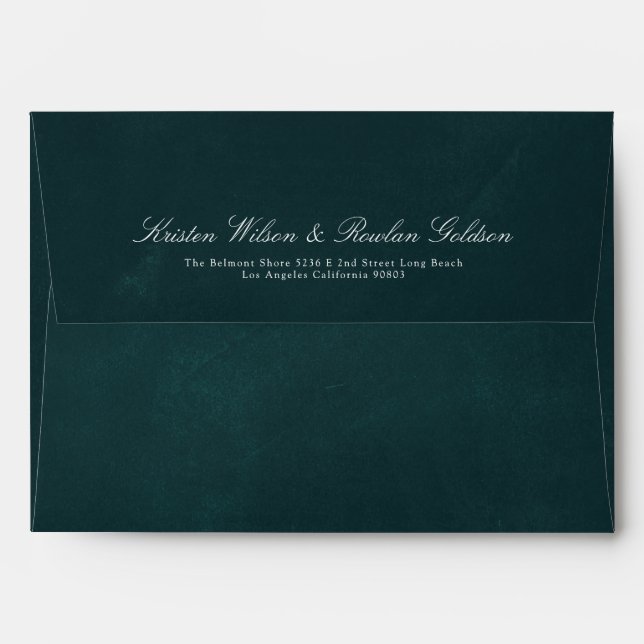 Green Emeralds Flower Wreath Rose Foil Invitation Envelope (Back (Top Flap))
