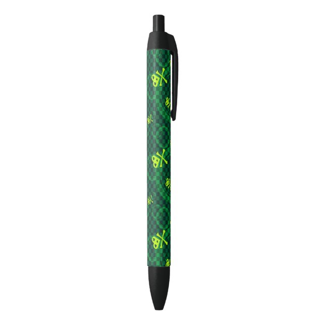 Green Emo Pattern With Circles Black Ink Pen (Bottom (Vertical))