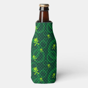 Green Emo Pattern With Circles Bottle Cooler