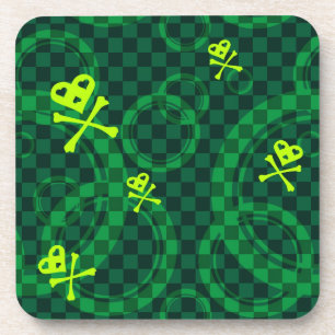 Green Emo Pattern With Circles Coaster