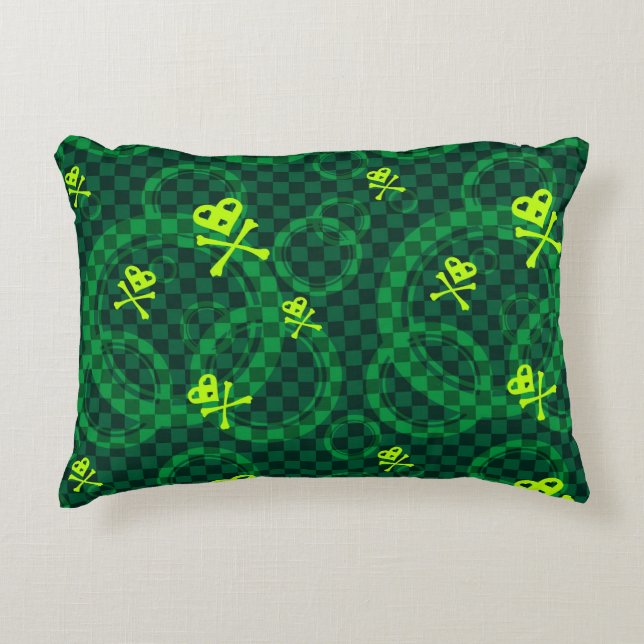 Green Emo Pattern With Circles Decorative Pillow (Front)