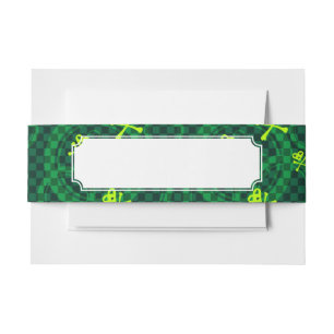 Green Emo Pattern With Circles Invitation Belly Band