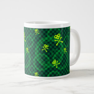 Green Emo Pattern With Circles Large Coffee Mug