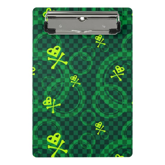 Green Emo Pattern With Circles Mini Clipboard (Front)