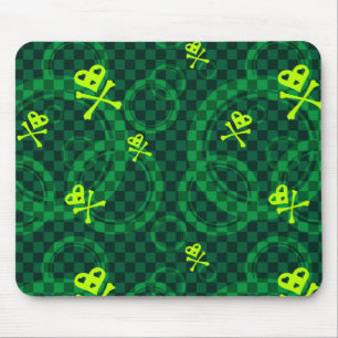 Green Emo Pattern With Circles Mouse Pad
