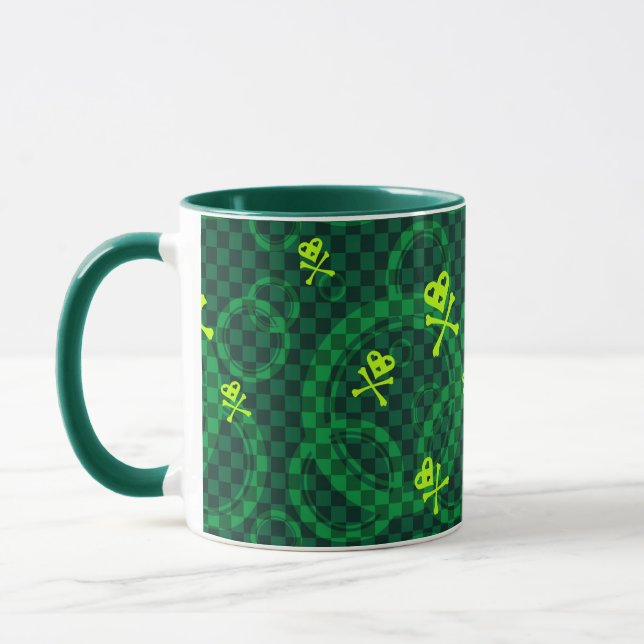 Green Emo Pattern With Circles Mug (Left)