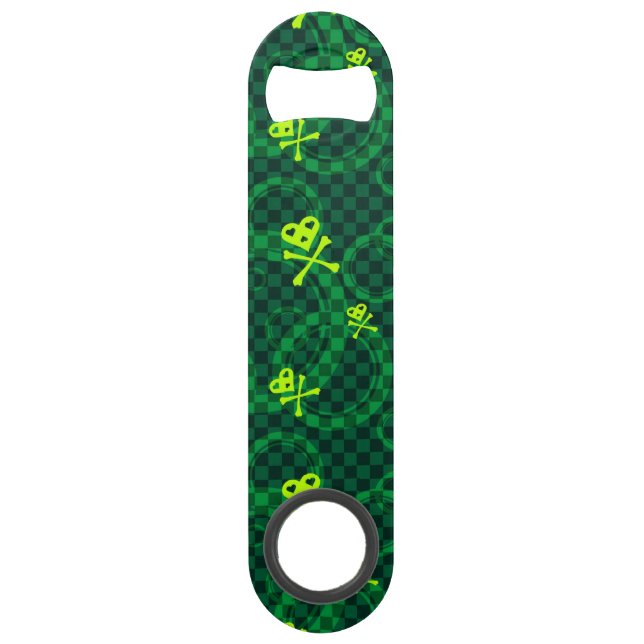 Green Emo Pattern With Circles Speed Bottle Opener (Front)