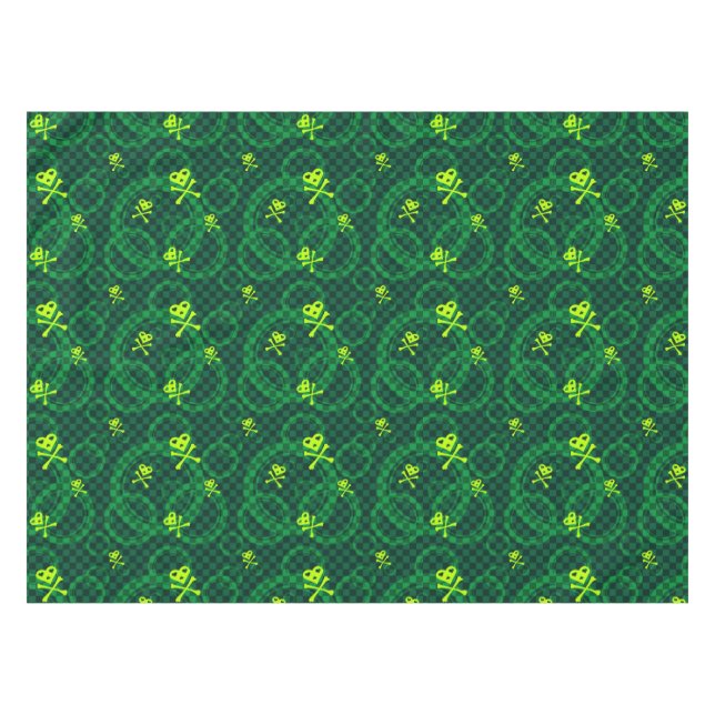 Green Emo Pattern With Circles Tablecloth (Front (Horizontal))