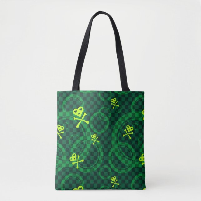 Green Emo Pattern With Circles Tote Bag (Front)