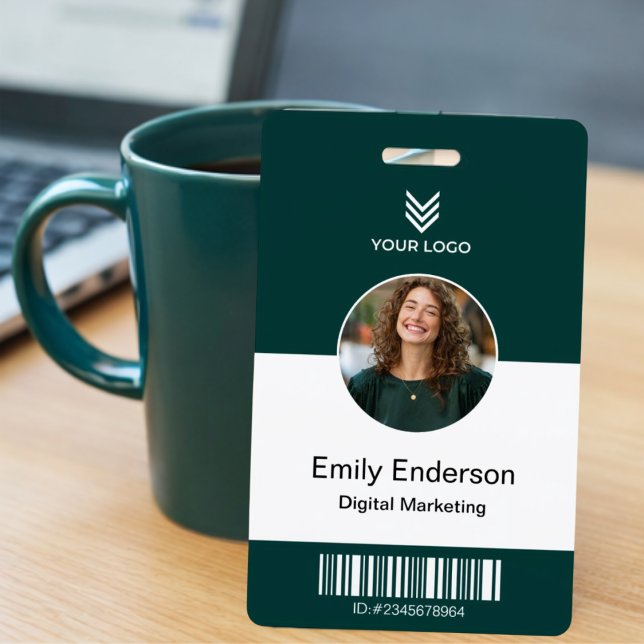 Green Employee Name Business Logo Staff Tag Badge (Creator Uploaded)