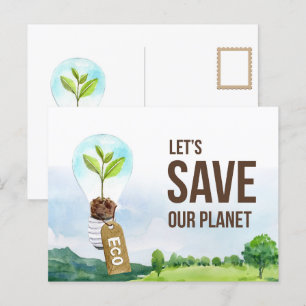 Green Energy Watercolor Quote  Postcard