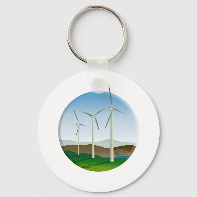 Green Energy Wind Turbine Keychain (Front)