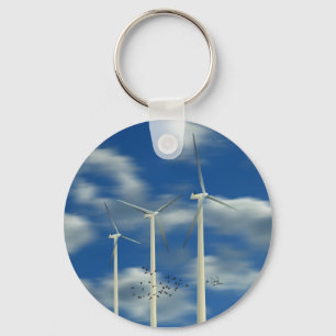 Green Energy Wind Turbine Keychain